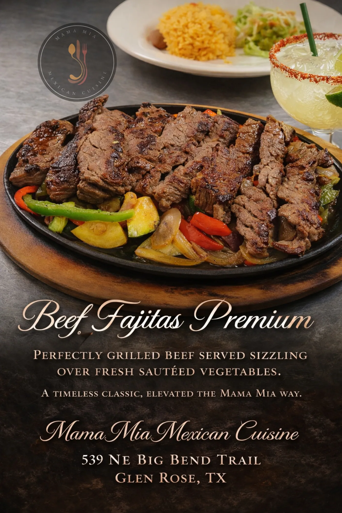 Beef Fajitas Premium — Mama Mia Mexican Cuisine, 539 NE Big Bend Trail, Glen Rose, TX